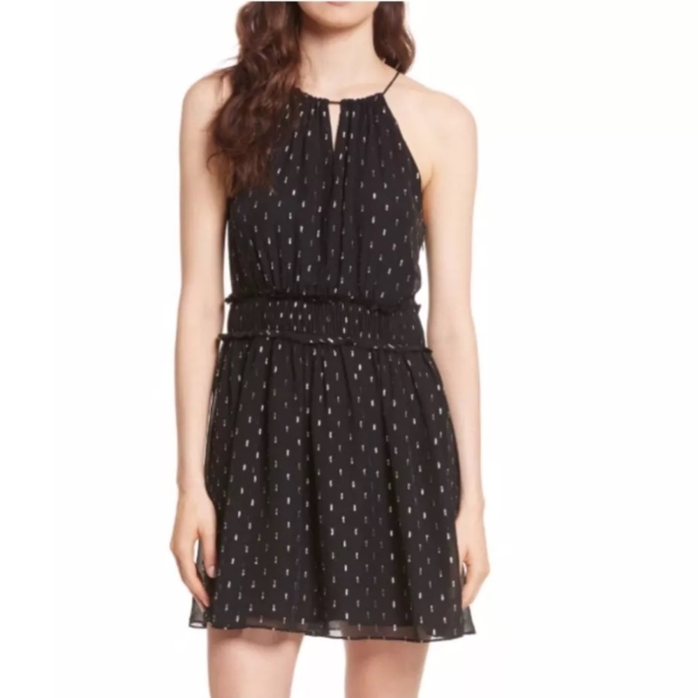 Joie NWOT Halter Althia Metallic Silk Dress